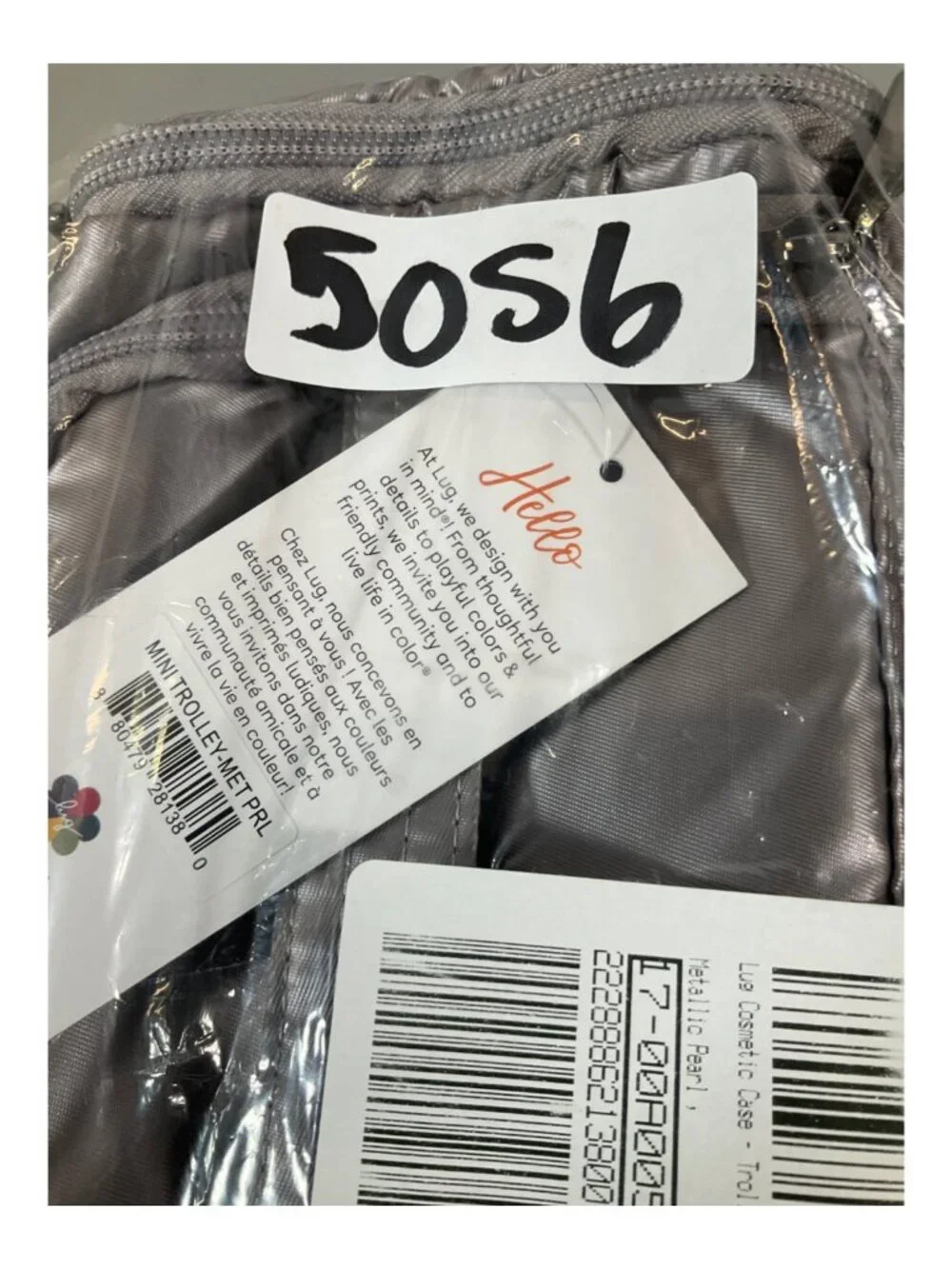 Lug Mini Trolley Cosmetic Case in Metallic Pearl - Zipper, ColorJoy Collection - Picture 6 of 6